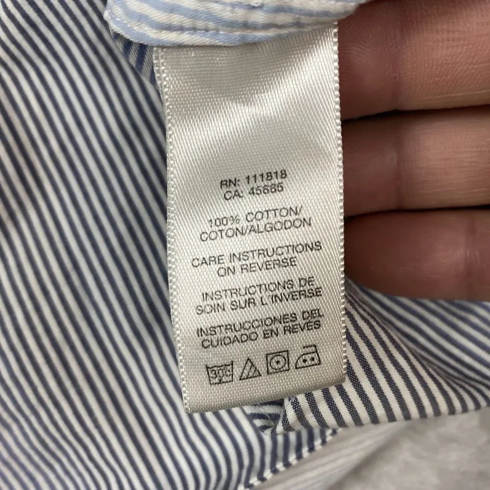 Michael Kors Men's‎ Adult Sz L Button Shirt Long Sleeve Striped Blue/Wht Striped - Picture 3 of 8